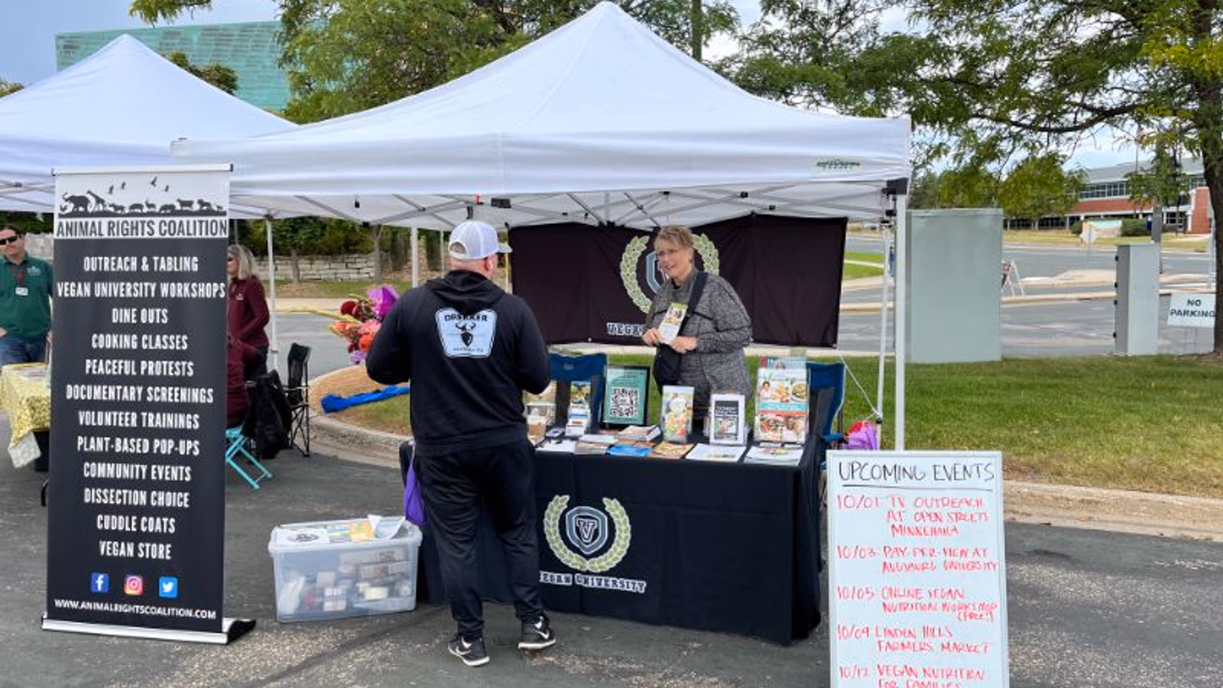 Vegan University's table at Bloomington Farmers Market