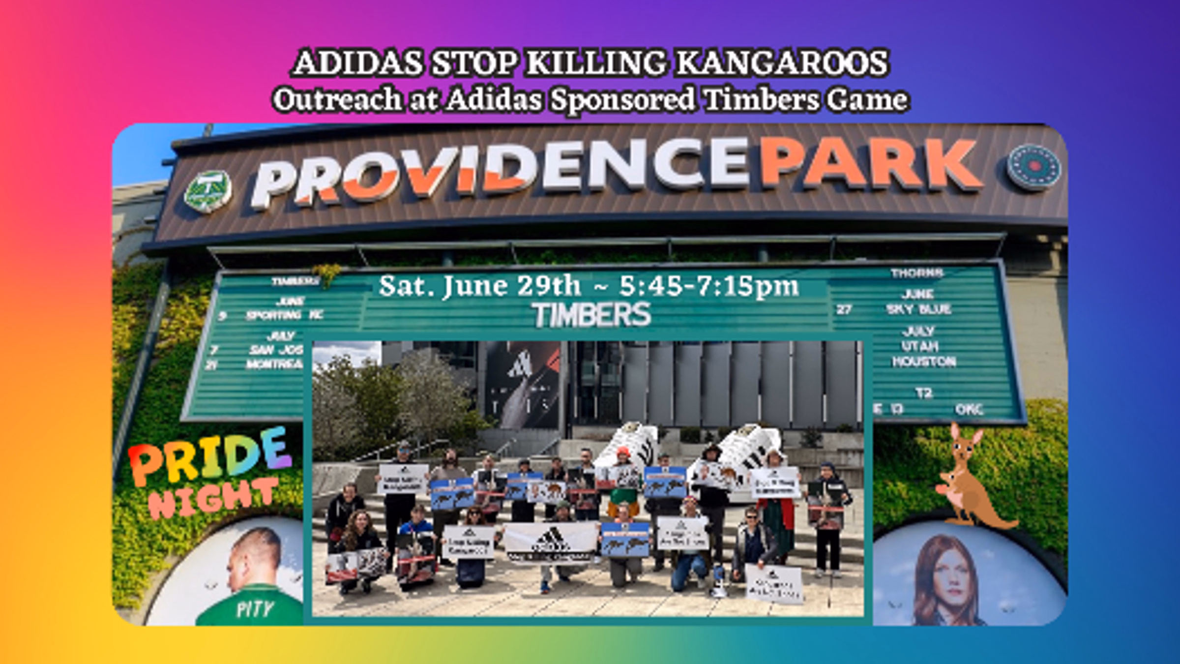 Adidas Stop Killing Kangaroos Outreach at Timbers Game 