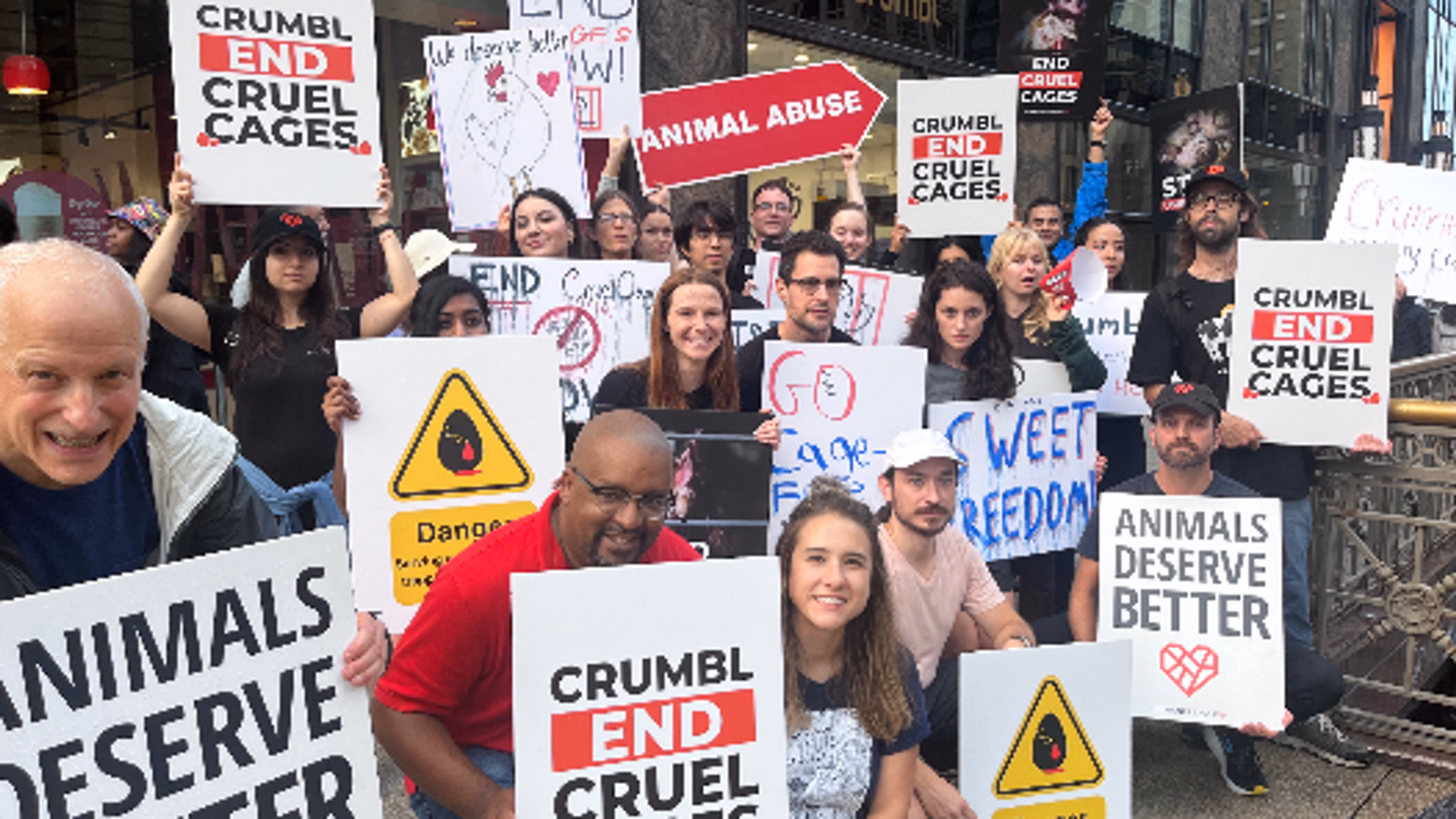 Crumbl Cage-Free Protest after SoCal VegFest