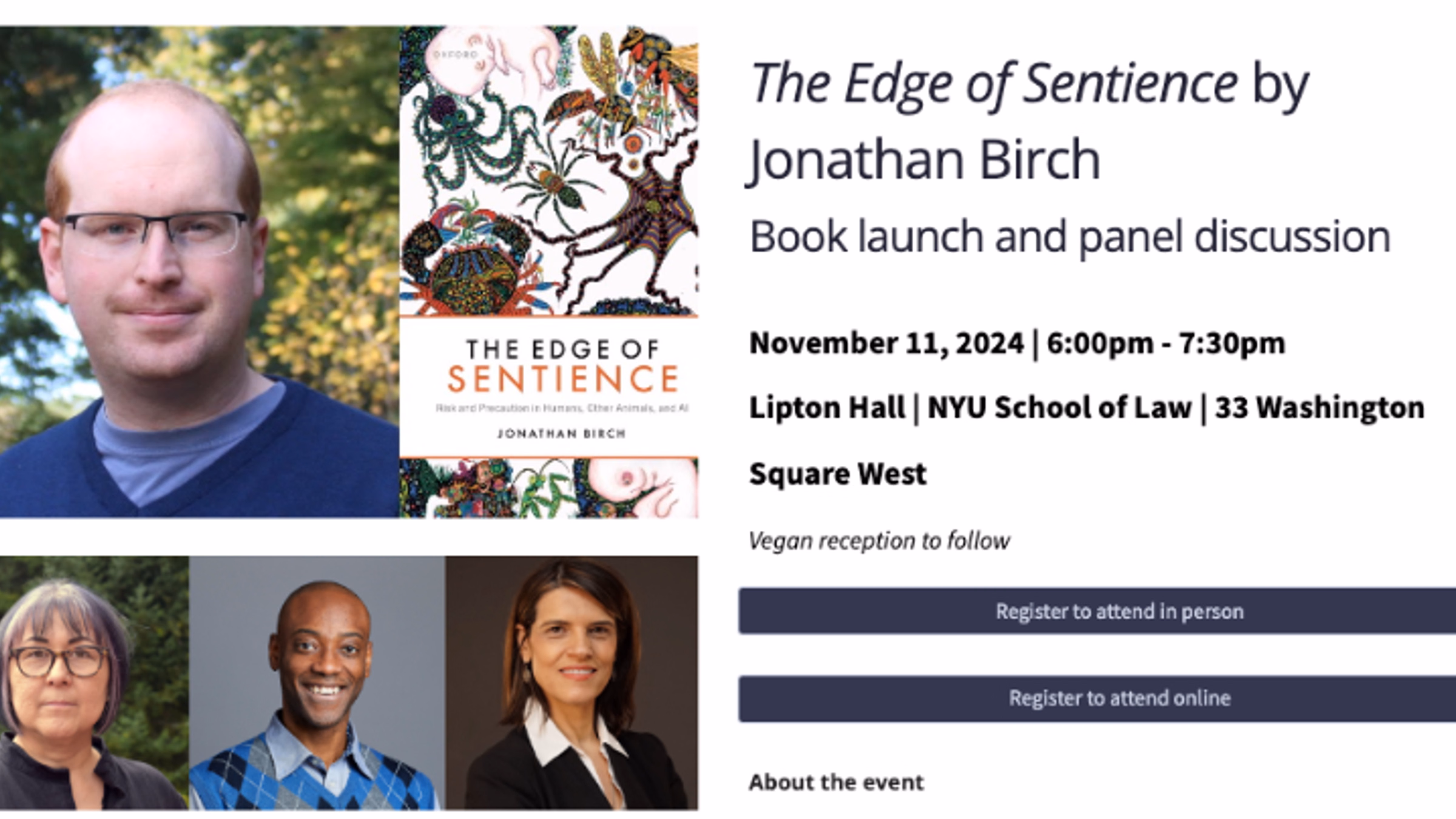 The Edge of Sentience by Jonathan Birch - Book launch and panel discussion
