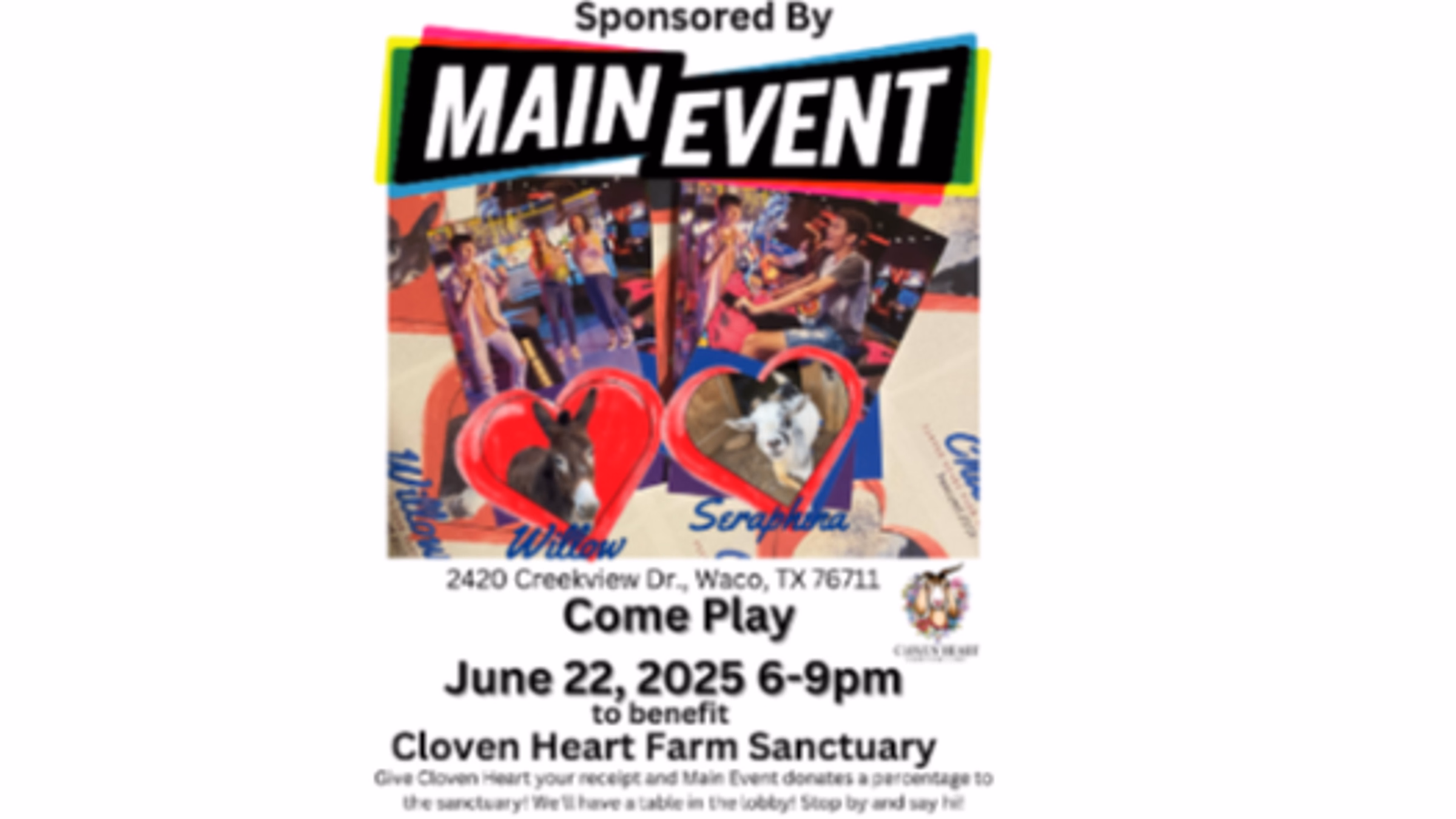 Come Play! Main Event Fundraiser for Cloven Heart Farm Sanctuary 