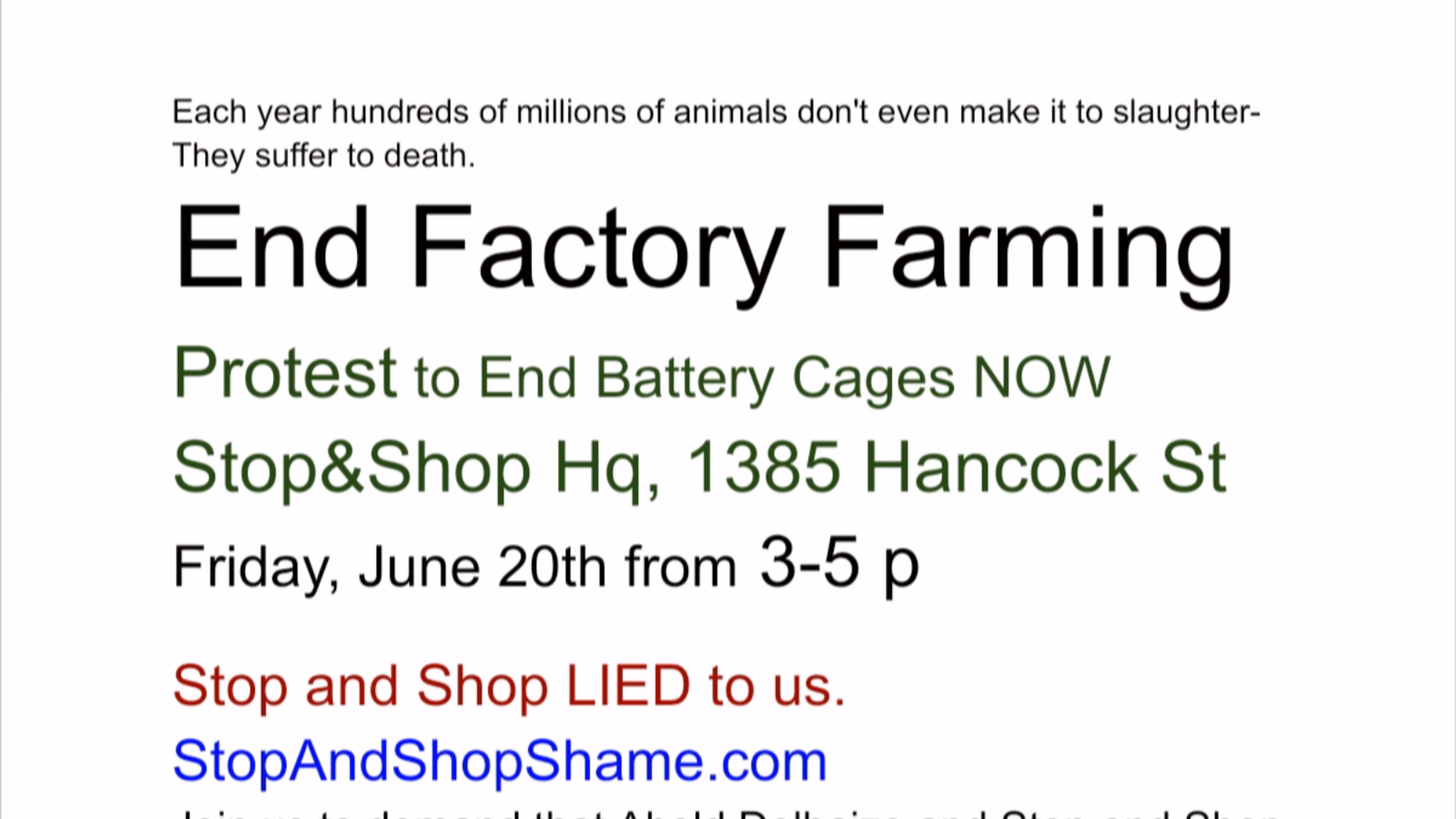 Protest to end battery cages