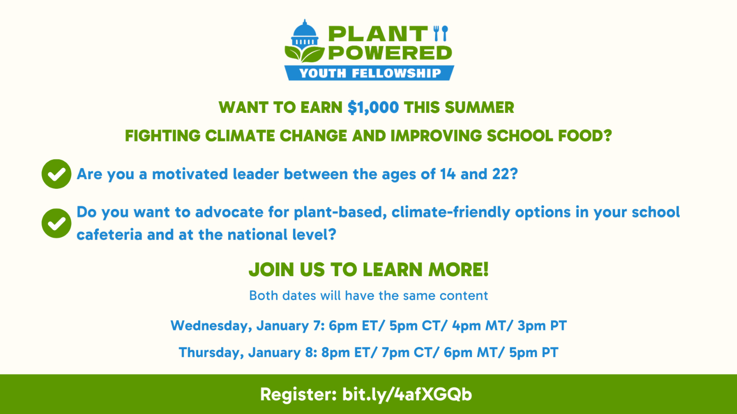 Plant Powered Youth Fellowship Info Session