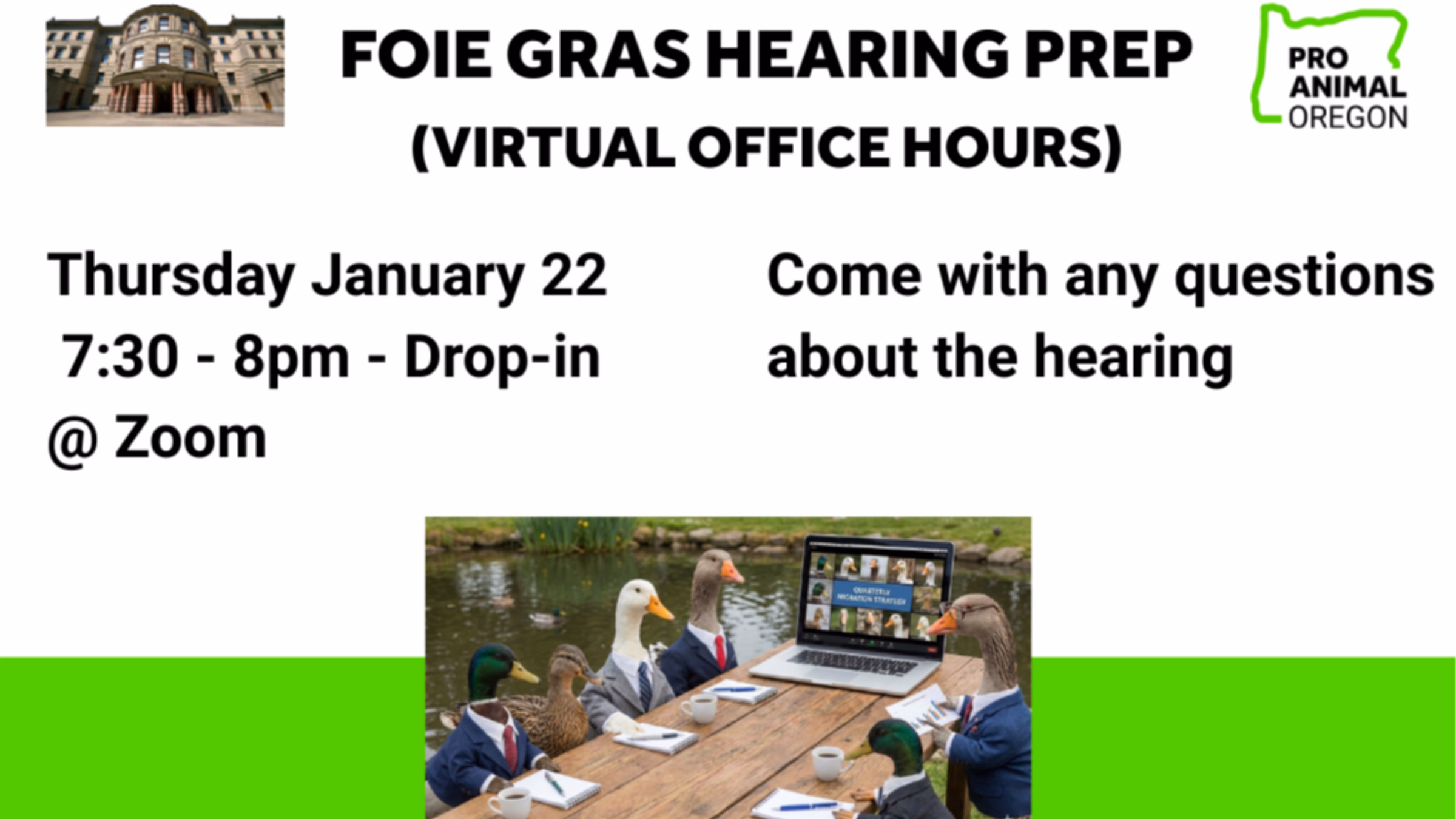 Pro-Animal Foie Gras Hearing Prep (Virtual)