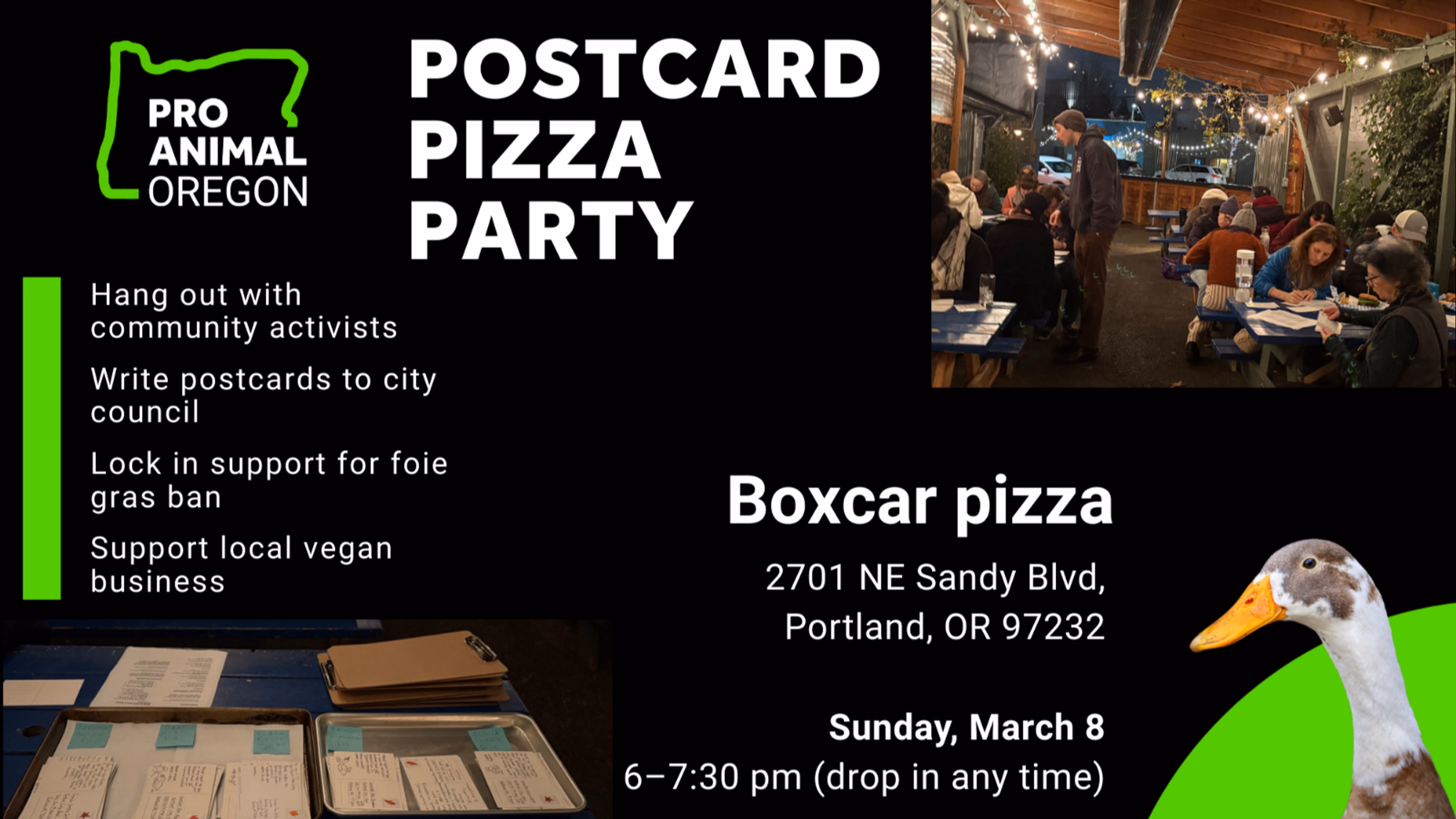 Pro-Animal Oregon Postcard Pizza Party